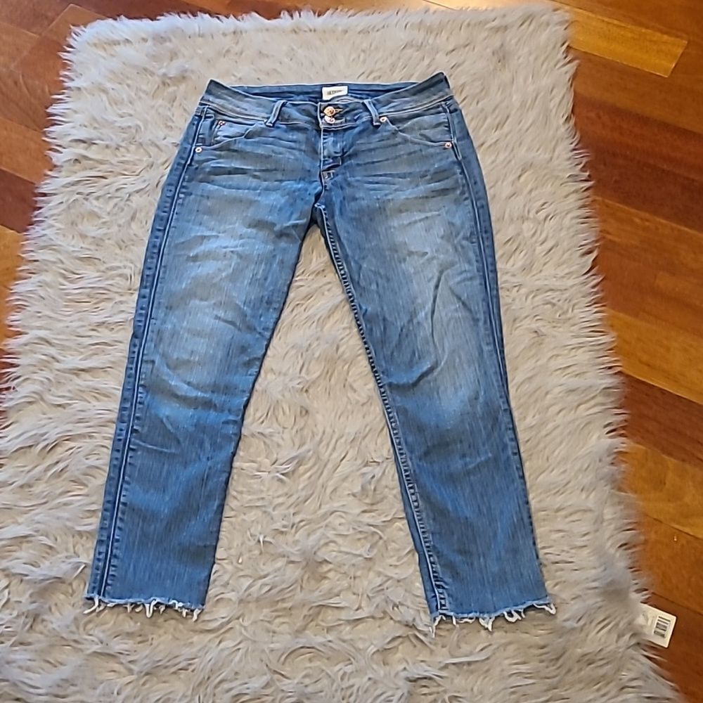 Hudson jeans Colin crop with raw‎ hem cotton stretch denim capris size 28